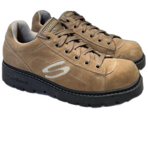 Skechers Suede Platform Shoes Size 9.5 Y2K 90’s Chunky Brown Tan